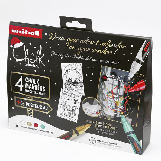 Folyékony kréta UNI PWE-5M Karácsonyi kiadás Tradicionális színek 4 darabos kép