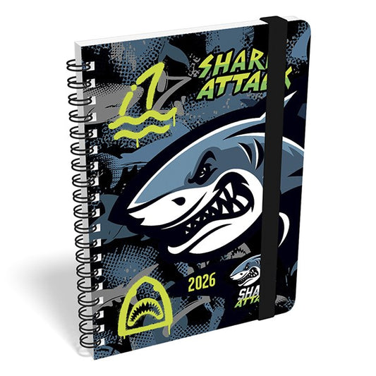 Határidőnapló LIZZY CARD B/6 heti spirálozott gumis Shark attack 2026. kép