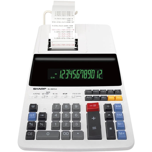 Számológép asztali szalagos 12 számjegyes Sharp EL-2607LG kép