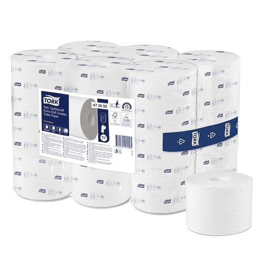 Toalettpapír belsőmag nélküli TORK Midi-size Extra Soft T7 3 rétegű fehér kép