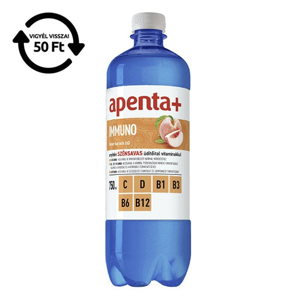 Ásványvíz szénsavas APENTA+ Immuno fehér barack ízű 0,75L DRS kép