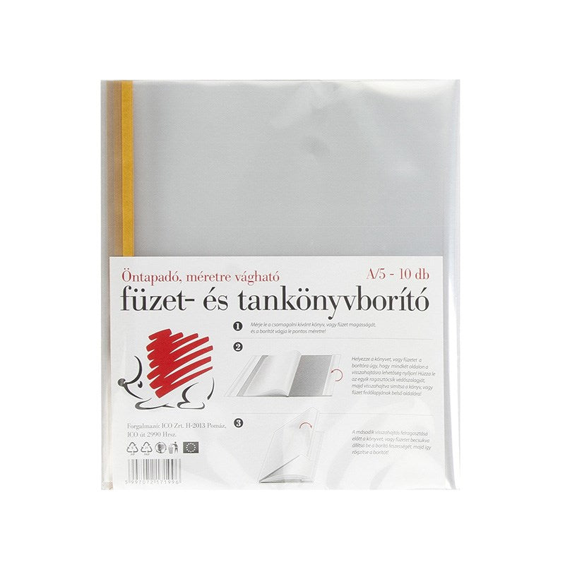 Füzetborító ICO Süni A/5 öntapadós csíkkal víztiszta 10 darabos kép