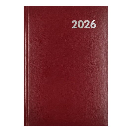 Határidőnapló ALISCA A/5 napi fehér lapos bordó 2026. kép