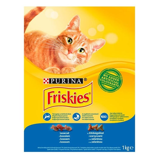 Állateledel száraz PURINA Friskies macskáknak lazaccal és zöldséggel 1 kg kép
