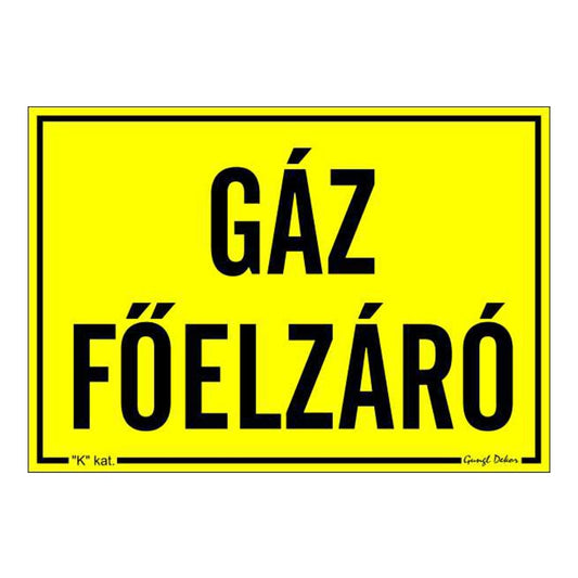 Matrica Gáz főelzáró 11,5 x 16,5 cm "K" kép