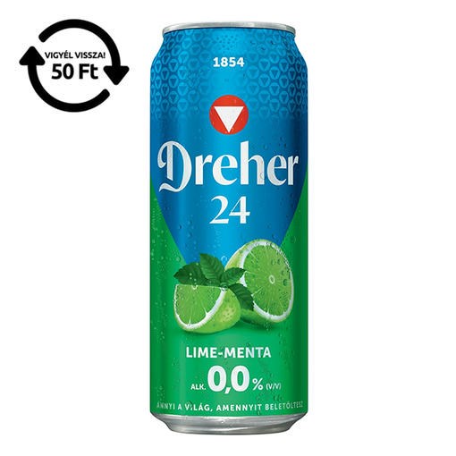 Alkoholmentes sör DREHER 24 lime-menta 0,0% 500 ml DRS kép