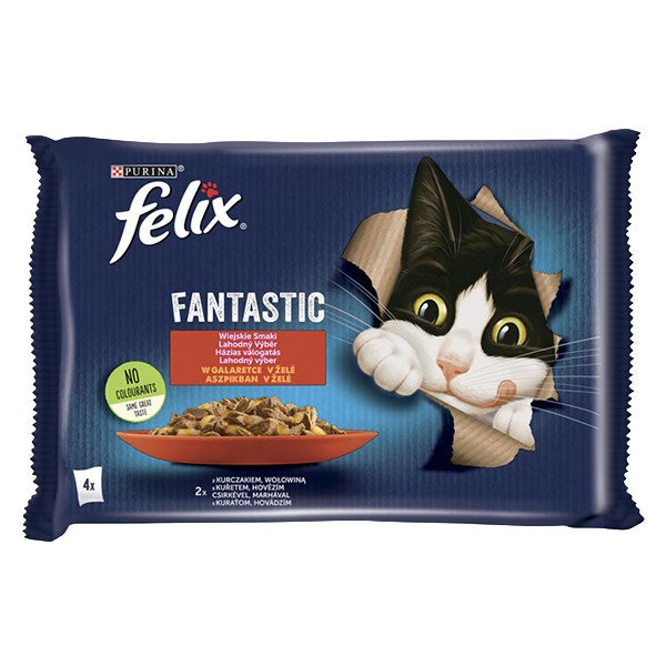 Állateledel alutasakos FELIX Fantastic macskáknak marha-csirke aszpikban 4x85 g kép