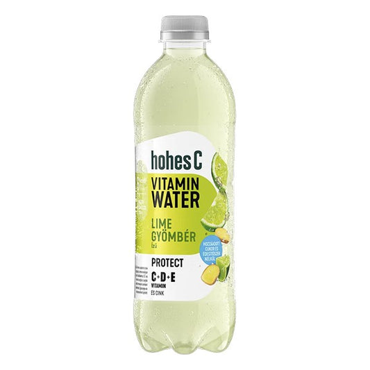 Ásványvíz szénsavmentes HOHES C Vitamin Protect lime-gyömbér 9% 0,5 L DRS kép
