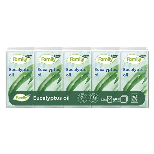 Papírzsebkendő TENTO Family eucalyptus 3 rétegű 10x10 darabos kép
