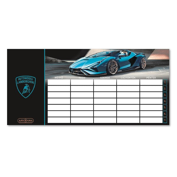 Órarend ARS UNA egylapos kétoldalas Lamborghini Türkiz kép
