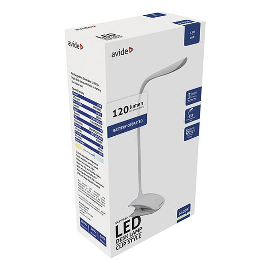 Asztali lámpa AVIDE Clip LED 1,5W fehér kép
