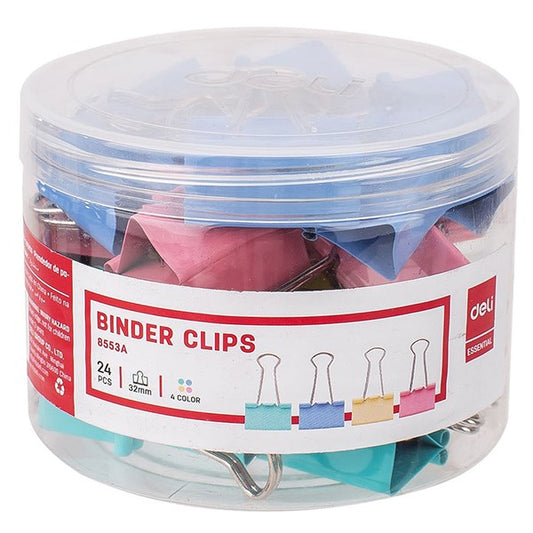 Binder csipesz DELI 32 mm színes 24 darabos kép