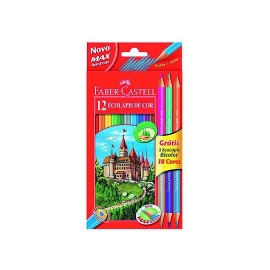 Színes ceruza FABER-CASTELL hatszögletű 12 darabos+ 3 db kétvégű ceruza kép