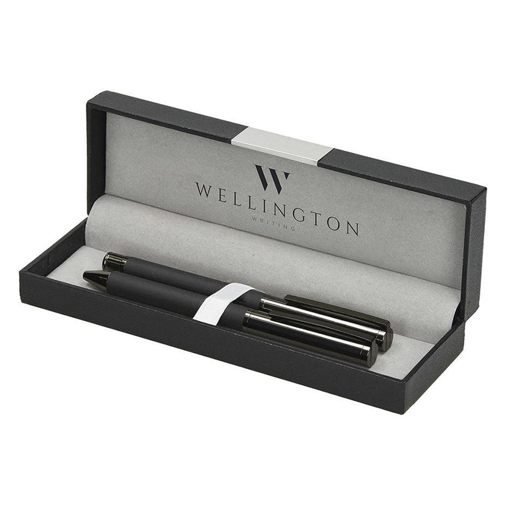 Golyóstoll készlet WELLINGTON Stamford golyóstoll + rollertoll fekete díszdobozban kép