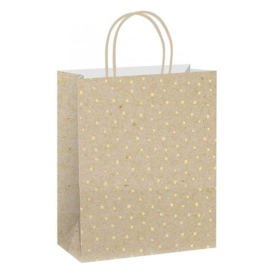 Dísztasak CREATIVE ECO Special Plus L 26x33x12 cm kraft fóliás apró mintás sodort füles kép