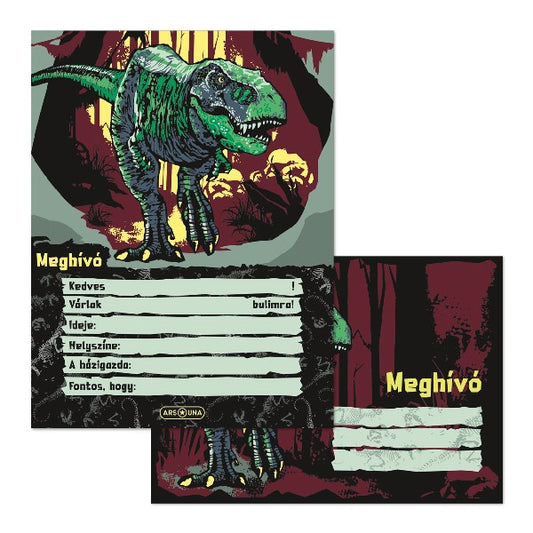 Partimeghívó ARS UNA 10 ív+10 db boríték T-Rex kép