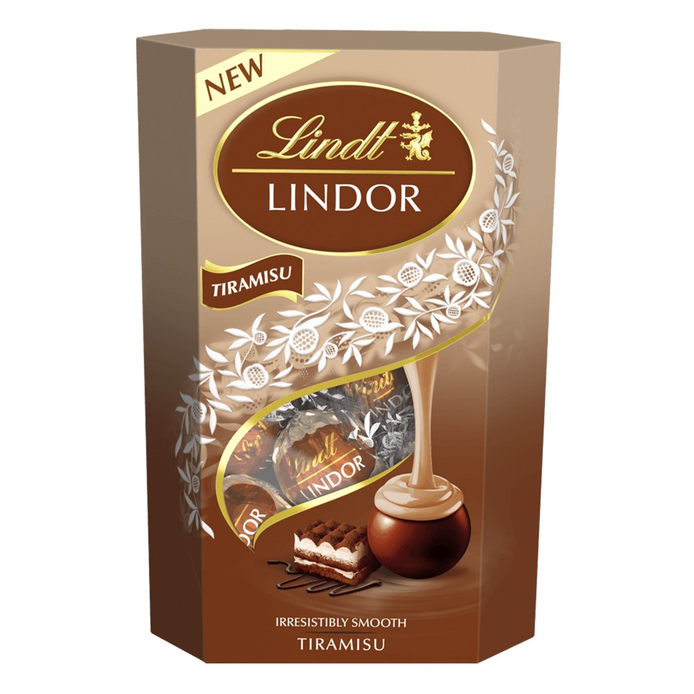 Csokoládé LINDT Lindor Tiramisu tejcsokoládé golyók díszdobozban 200 g kép