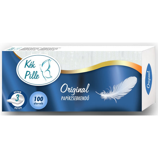 Papírzsebkendő 3 rétegű 100 db/csomag Kék Pille original kép