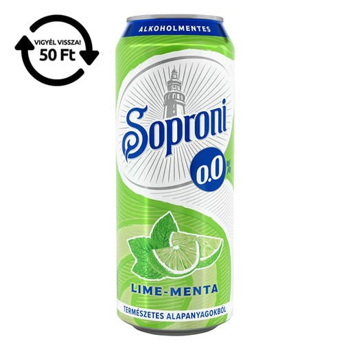Alkoholmentes sör SOPRONI lime-menta 0,0% 500 ml DRS kép