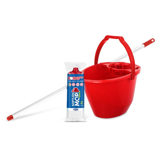 Felmosó szett BONUS extra vödör 11L+ 120cm nyél + softmop pótfej piros kép