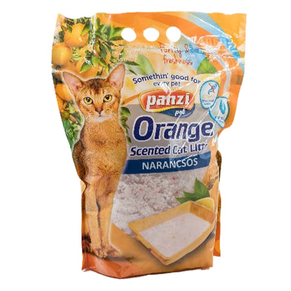 Macskaalom PANZI silica narancs illattal 3,8 l kép