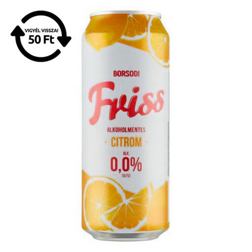 Alkoholmentes sör BORSODI Friss citrom 0,0% 500 ml DRS kép