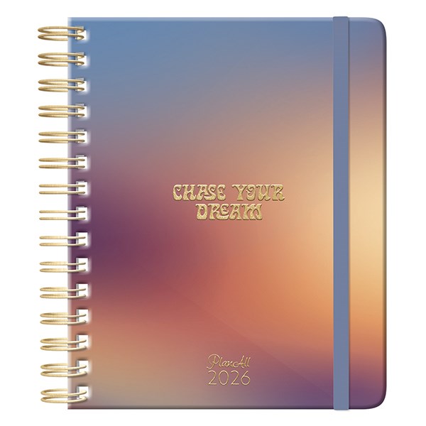 Határidőnapló PLANALL Classic B/5 heti spirálos keményfedelű gumis Chase 2026. kép