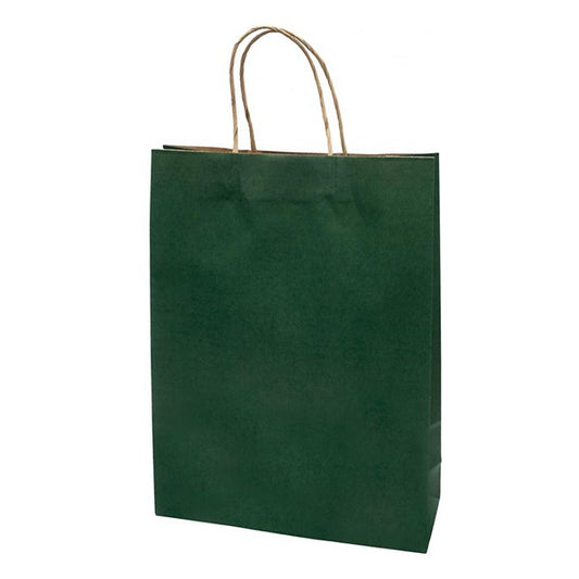 Dísztasak CREATIVE Classic Simple XL 31x42x11 cm kraft egyszínű sötétzöld sodort füles kép