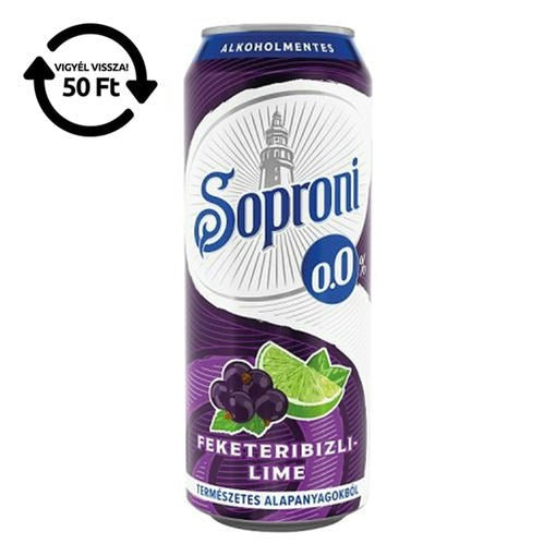 Alkoholmentes sör SOPRONI fekete ribizli-lime 0,0% 500 ml DRS kép