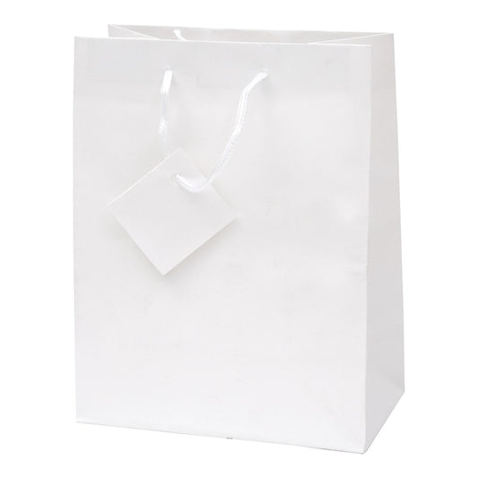 Dísztasak CREATIVE Special Simple M 18cm x 23cm x 10 cm egyszínű fehér zsinórfüles kép