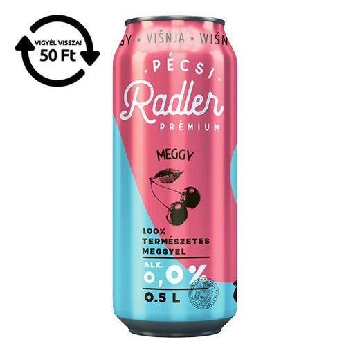 Alkoholmentes sör PÉCSI RADLER meggy 0,0% 500 ml DRS kép