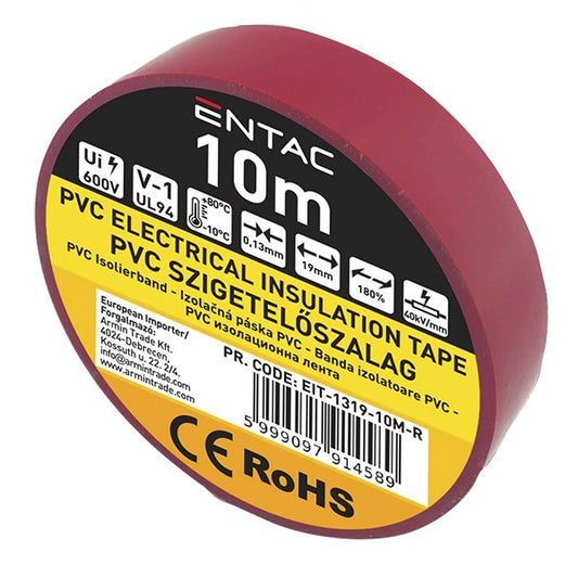 Szigetelőszalag ENTAC 19mmx10m piros kép