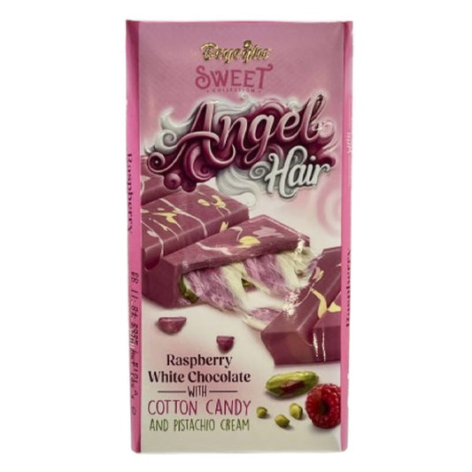 Csokoládé ANGEL HAIR fehércsokoládé pismaniye-pisztáciakrémmel és málnával 185 g kép