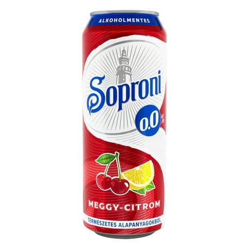 Alkoholmentes sör SOPRONI meggy-citrom 0,0% 500 ml DRS kép