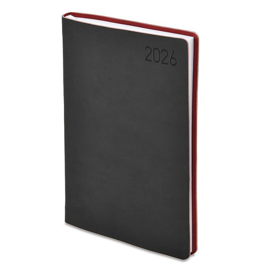 Határidőnapló TOPTIMER Madeira M011 B/5 heti fehér lapos fekete-bordó 2026. kép