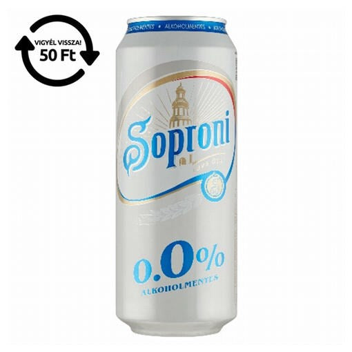 Alkoholmentes sör SOPRONI 0,0% 500 ml DRS kép
