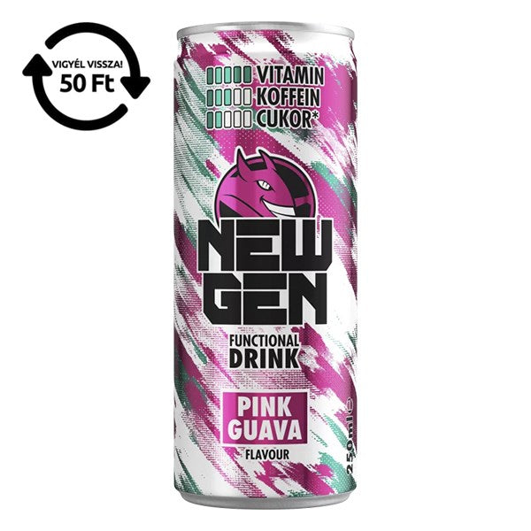 Üdítőital szénsavas HELL Newgen Pink guava 0,25L DRS kép