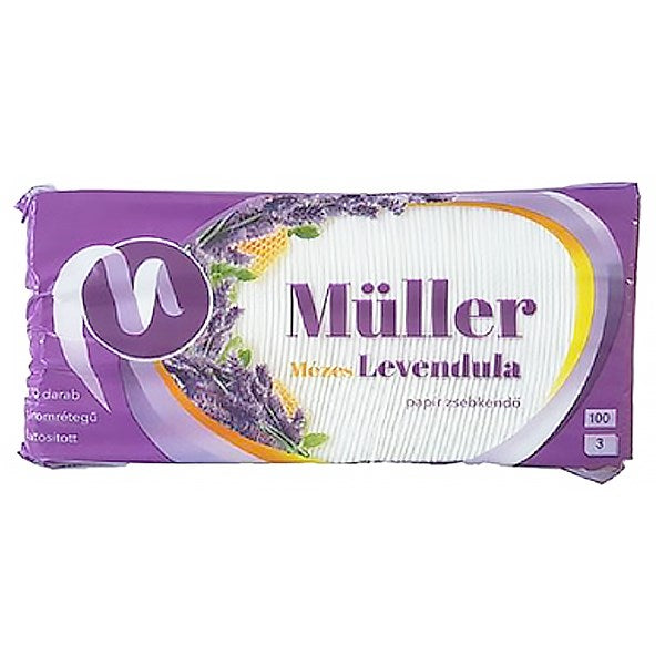 Papírzsebkendő MÜLLER 100 darabos 3 rétegű Mézes, levandulás kép