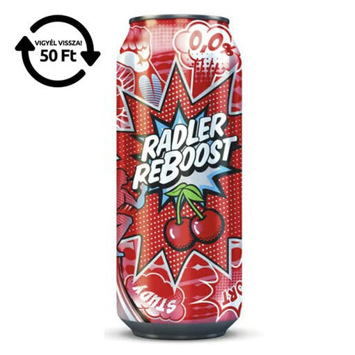 Alkoholmentes sör PÉCSI RADLER reboost meggy 0,0% 500 ml DRS kép