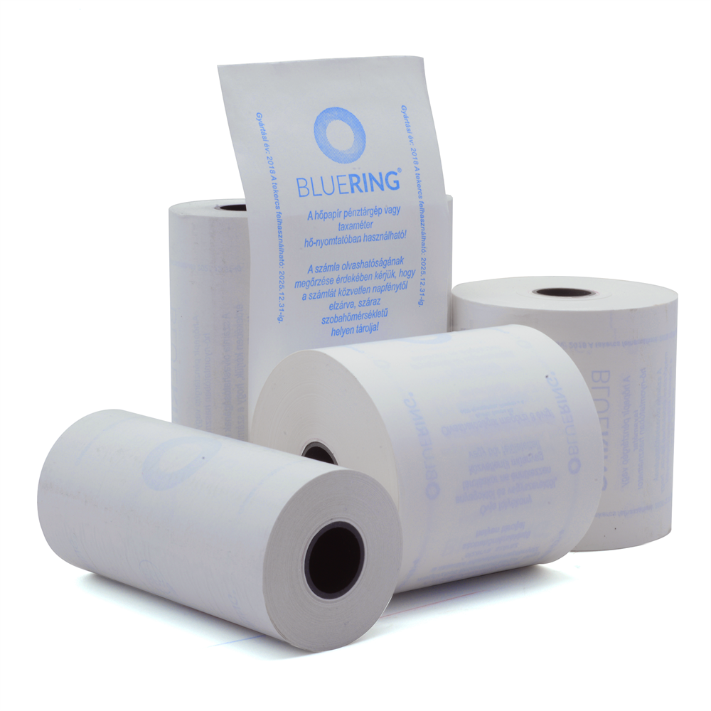 Hőpapír 110 mm széles, 28fm hosszú, cséve 12mm, 5 tekercs/csomag,  ( 110/50 ) BPA mentes Bluering® kép