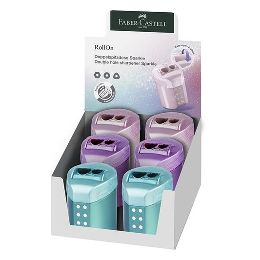 Hegyező FABER-CASTELL RollOn Sparkle 2 lyukú tartályos metál színekben kép