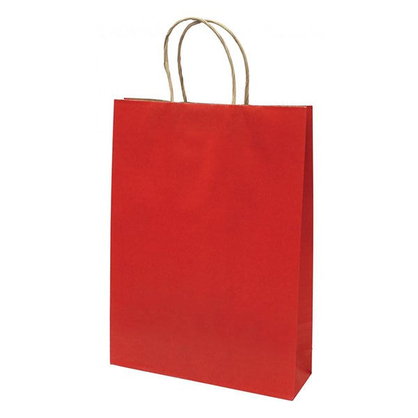 Dísztasak CREATIVE Classic Simple L 26x35x8 cm kraft egyszínű piros sodort füles kép