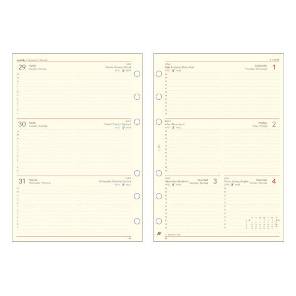 Gyűrűs kalendárium betét SATURNUS L313 Prof tanári sárga lapos 2026 kép