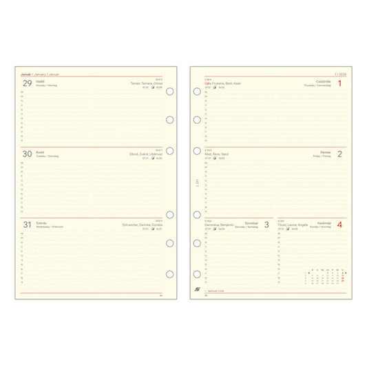 Gyűrűs kalendárium betét SATURNUS L313 Prof tanári sárga lapos 2026 kép