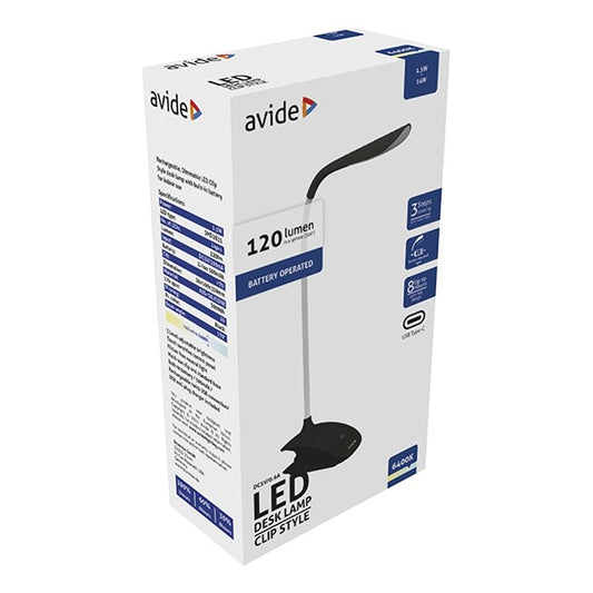 Asztali lámpa AVIDE Clip LED 1,5W fekete kép