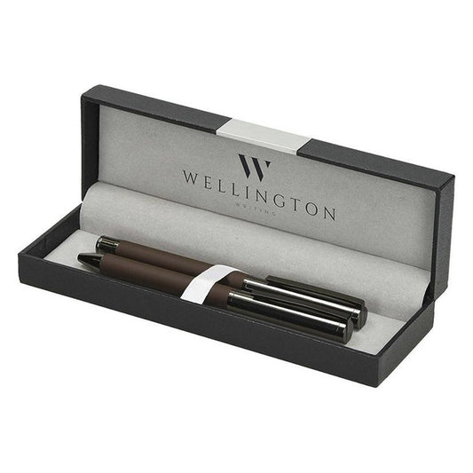 Golyóstoll készlet WELLINGTON Stamford golyóstoll + rollertoll barna díszdobozban kép