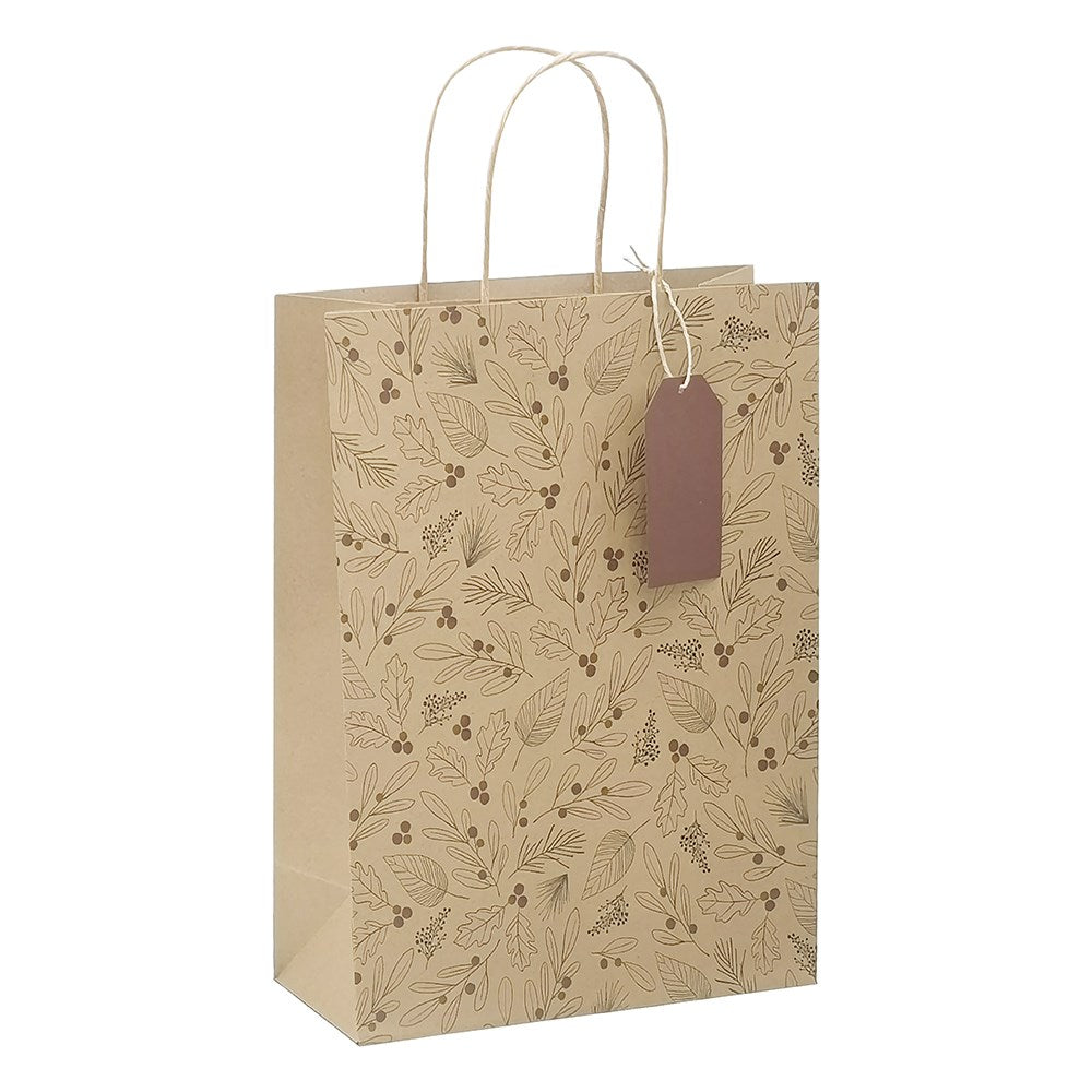 Dísztasak CREATIVE ECO Delucm x Plus cm x L 32cm x 44cm x 11 cm kraft fóliás levél mintás sodort füles kép