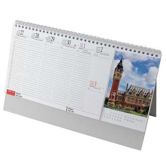 Asztali naptár képes REALSYSTEM álló fehér lapos Európa 2026. kép