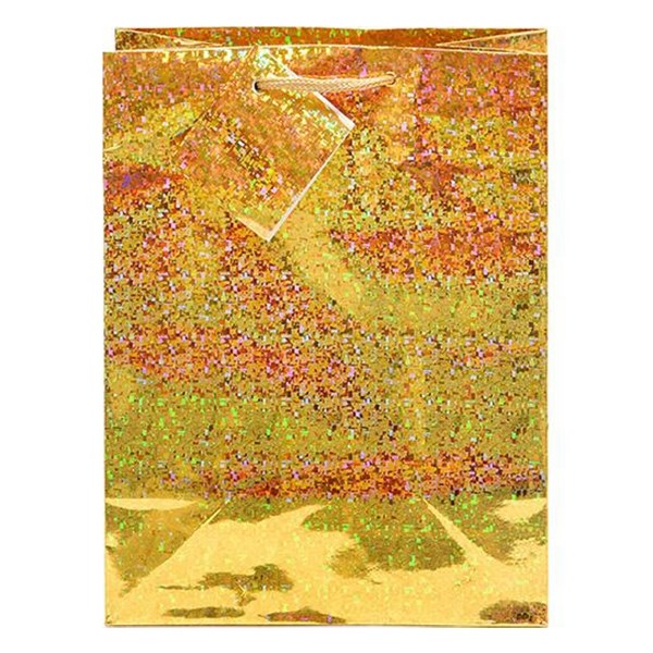 Dísztasak CREATIVE Special Hologram M 18x23x10 cm egyszínű arany sodort füles kép