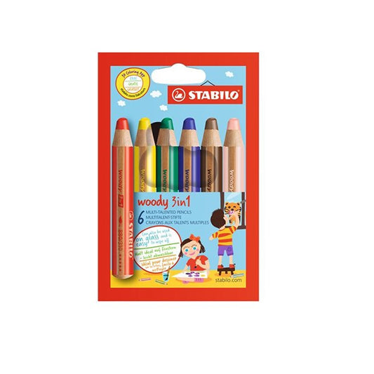 Színes ceruza STABILO Woody 3in1 hengeres vastag 6 darabos kép